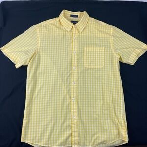 Saddlebred Mens Button Up Shirt Yellow Plaid Large